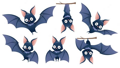 Premium Vector Collection Of Cartoon Halloween Bat Hanging Upside