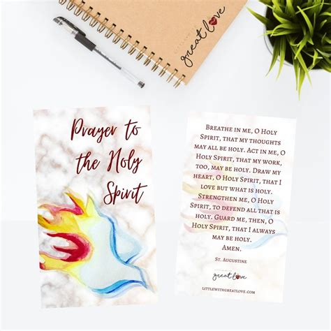 Holy Spirit Prayer Card Free Printable Little With Great Love