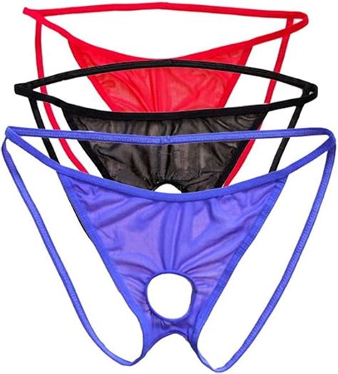 wenmei men s sexy backless mesh pouch jockstrap funny open crotch g string thongs colors of 3