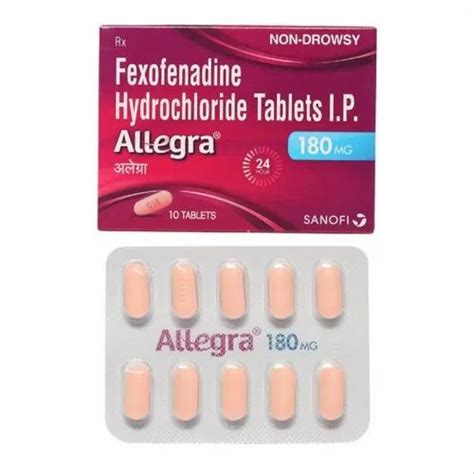 Allegra 180 Mg Tablet For Allergy Medicine Packaging Size Pack Of 10