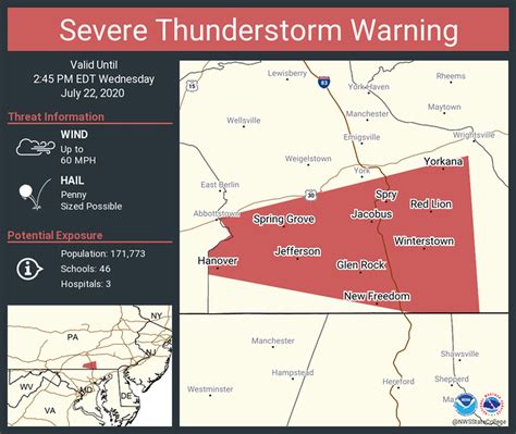 Severe Thunderstorm Warnings Issued For Southern York County Franklin