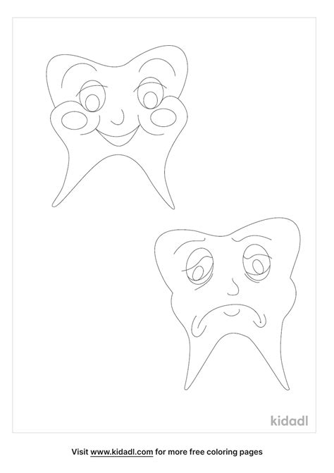 Free Happysad Teeth For Preschool Coloring Page Coloring Page