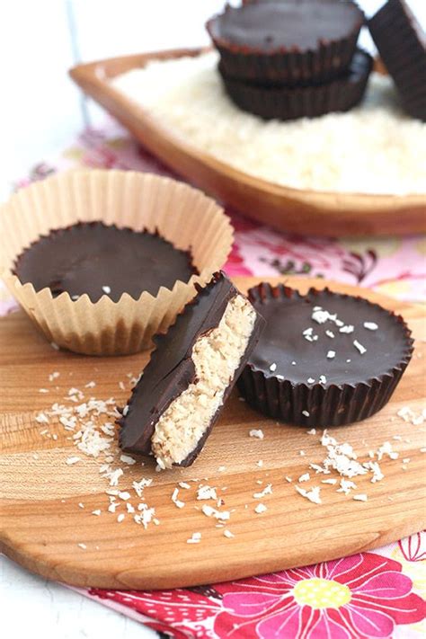 Picture courtesy of the dieting chef. Dark Chocolate Coconut Caramel Cups | Chocolate nutrition ...