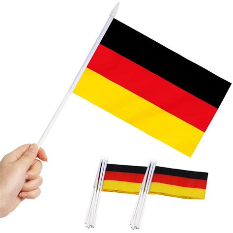 anley germany mini flag 12 pack hand held small miniature german flags on stick fade