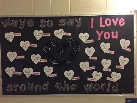 Ways To Say I Love You Around The World Ra Bulletin Board World Bulletin Board School Library