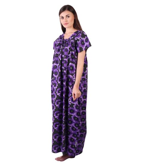 Buy V Oll Cotton Nighty And Night Gowns Purple Online At Best Prices In India Snapdeal