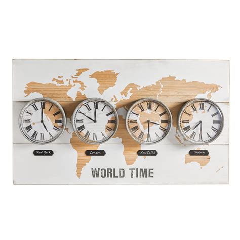 World Map Time Zones Clock Wall Art Travel Room Wall Clock Time