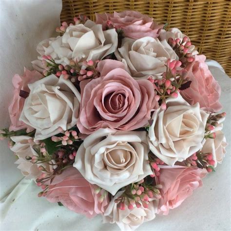Artificial Wedding Bouquet Of Dusky Pink Rose Flowers Artificial