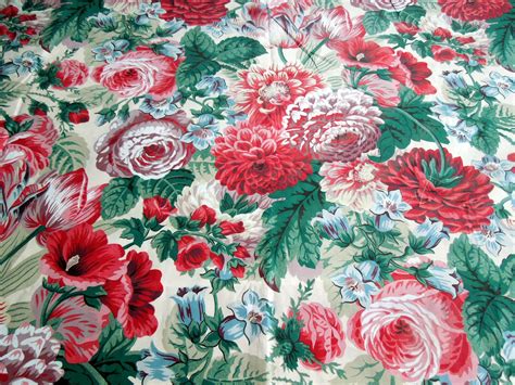 Vintage Chintz Fabric Flowers Floral Bloomcraft Light Weight Etsy