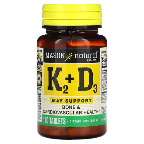 mason natural vitamin k2 plus vitamin d3 100 tablets