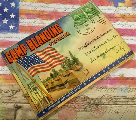 Fold Out Military Postcard Camp Blanding Army Etsy In Postcard Training Center
