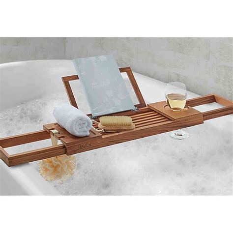Modern farmhouse rustic wood bath tray. Haven Teak Bathtub Caddy | Bathtub caddy, Dream bathtub ...
