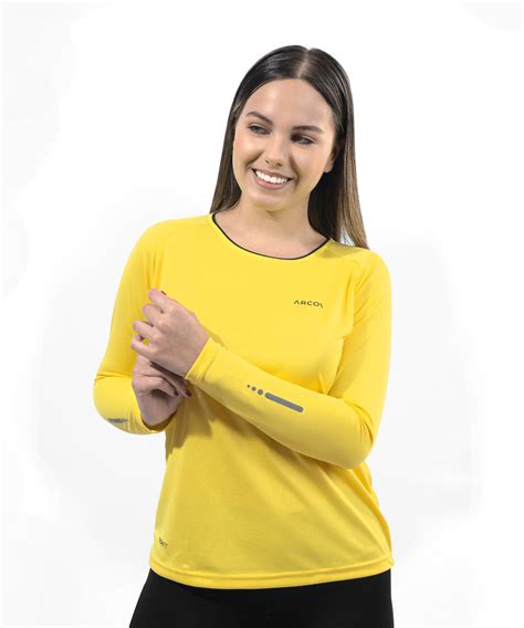 Jersey Polo De Ciclista Mujer Manga Larga Amarillo Neón Arcoi