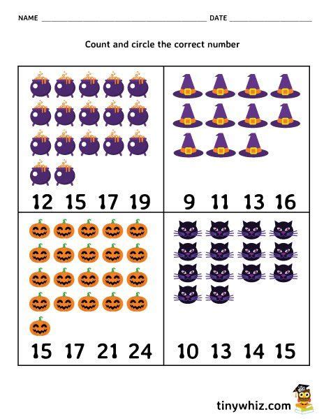 Free Printable Halloween Counting Worksheet For Kindergarten Vowel