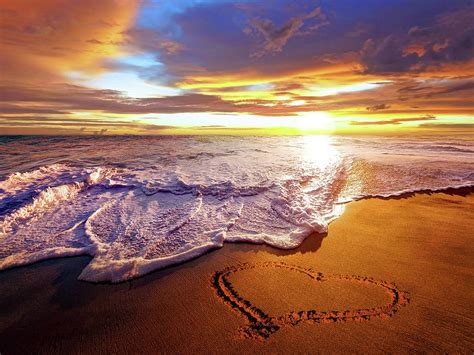 Sunset With Love Heart On The Beach Photograph By Mihaela Pater Pixels