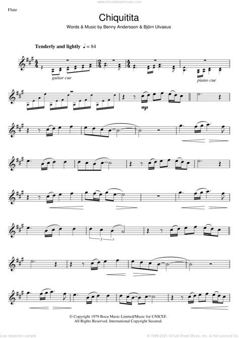 Chiquitita Sheet Music For Flute Solo Pdf Interactive