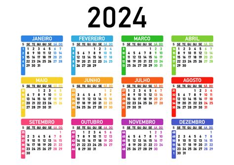 Calendário 2024 Vetor Calendarios365su