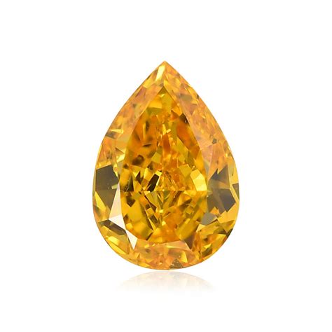 056 Carat Fancy Vivid Yellow Orange Diamond Pear Shape