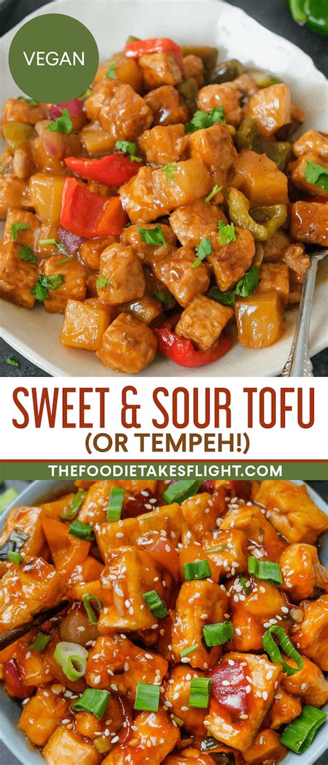 Vegan Sweet And Sour Tofu Or Tempeh The Foodie Takes Flight