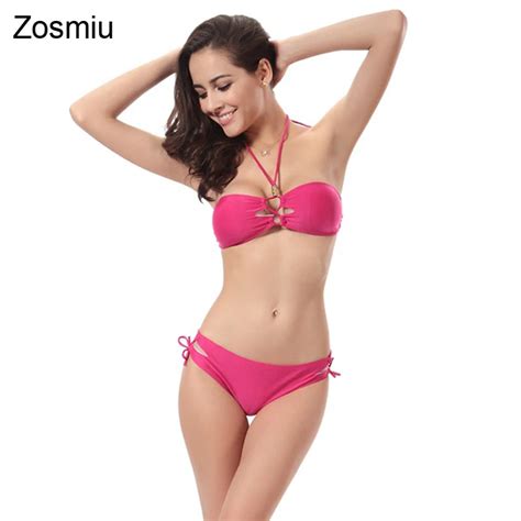 zosmiu hot summer women bikinis set sexy halter bandage swimsuits swimwear new hollow out