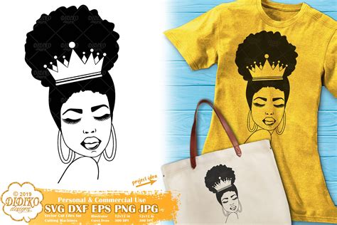 Afro Queen Svg Silhouette 1 Black Woman Crown Svg Didiko Designs