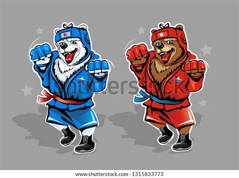 Two Russian Bears Wrestler Isolated On Stock Vector Royalty Free