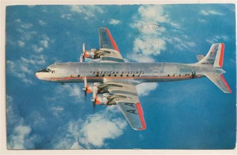 Vintage 1955 Postcard American Airlines Dc 7 Flagship Douglas Airline