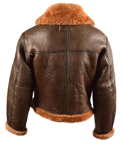 Mil Tec Uk Leather Jacket With Collar Raf Bomber Brown Military Range
