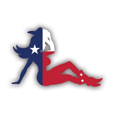Right Facing Mudflap Cowgirl Texas Flag Shaped Sticker Decal Self