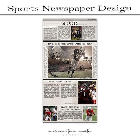 Sports Newspaper Front Page Template Layout Etsy