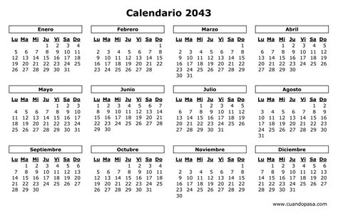 Calendario 2043