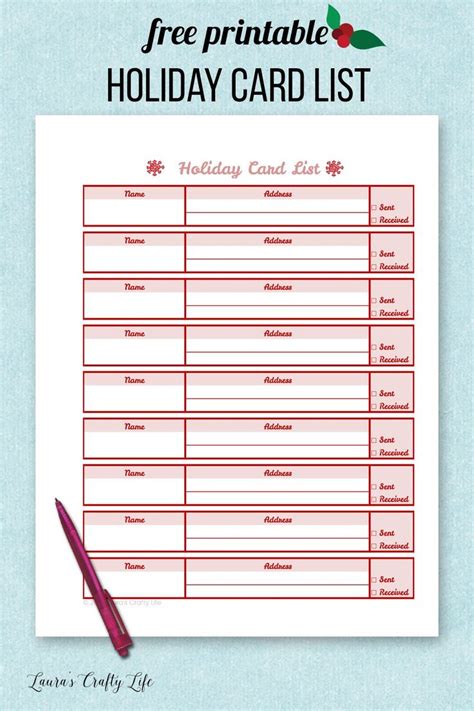 Free Printable Holiday Card List Organize Your Holiday By Gathering