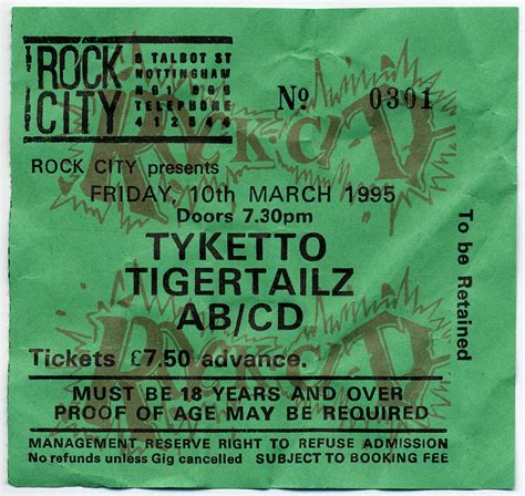 Tyketto Tigertailz AB CD Rock City Nottingham 10 3 95 Gig Addiction