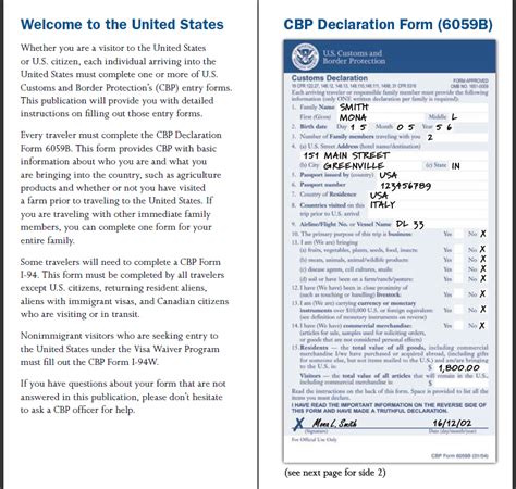 Cbp Form 6059b Printable Printable Forms Free Online