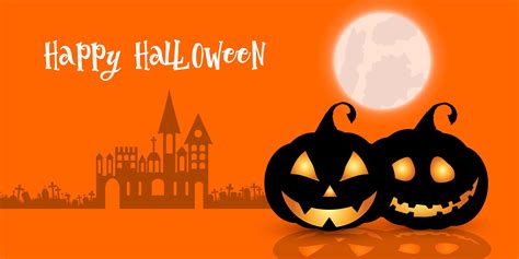 Happy Halloween Pumpkins And Spooky Haunted House Banner