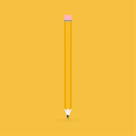 Premium Vector Pencil With Eraser On The Yellow Background Flat Design