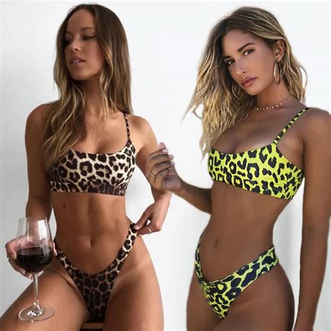 Sexy Leopard Bikinis 2018 Micro Bikini Set Push Up Thong Biquini High
