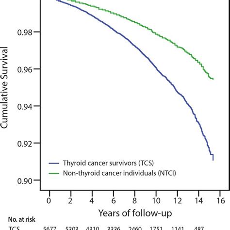 Kaplan Meier Survival Curves For The Thyroid Cancer Survivors