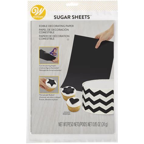 Wilton Black Sugar Sheets Edible Decorating Paper 085 Oz