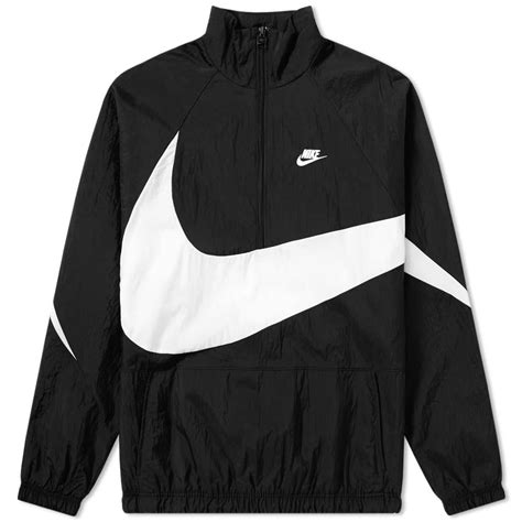 Nike Swoosh Half Zip Woven Jacket Black And White End Us