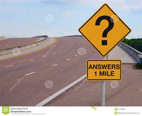 Question Mark Road Sign Answers 1 Mile To Success Stock Image Image
