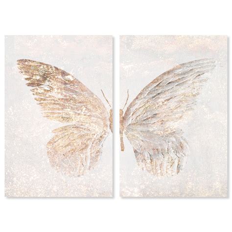 Oliver Gal Animals Golden Butterfly Glimmer On Canvas 2 Pieces By