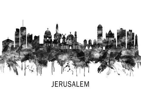 Jerusalem Israel Skyline Bw Mixed Media By Nextway Art Fine Art America