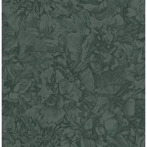 307345 Auguste Dark Green Floral Wallpaper By Eijffinger