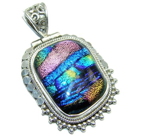 Exotic Mexican Dichroic Glass Sterling Silver Pendant Unique Jewelry Store