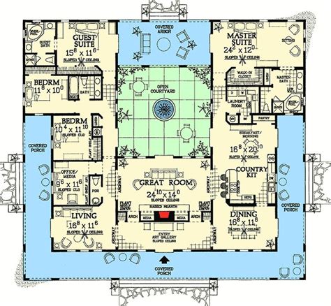 Check it out for yourself! Plan 81384W: Open Courtyard Dream Home Plan | Courtyard ...