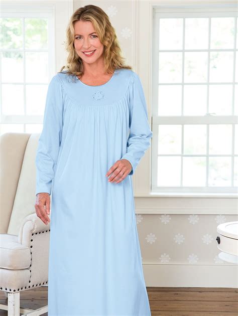 Calida Long Sleeve Soft Cotton Nightgown In 2021 Night Gown Cotton Nightgown Long Sleeve Gown