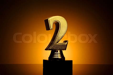 Gold Number 2 Award Trophy For Second Place Stock Image Colourbox