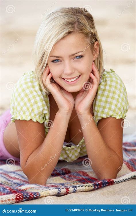 Portrait Teenage Girl On Beach Stock Image Image Of Eyed Female