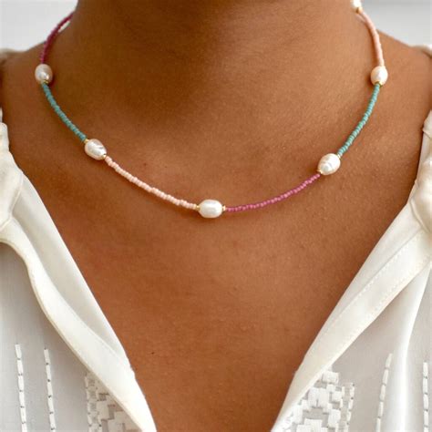 Santorini Pearl And Beaded Necklace By Jiya Jewellery